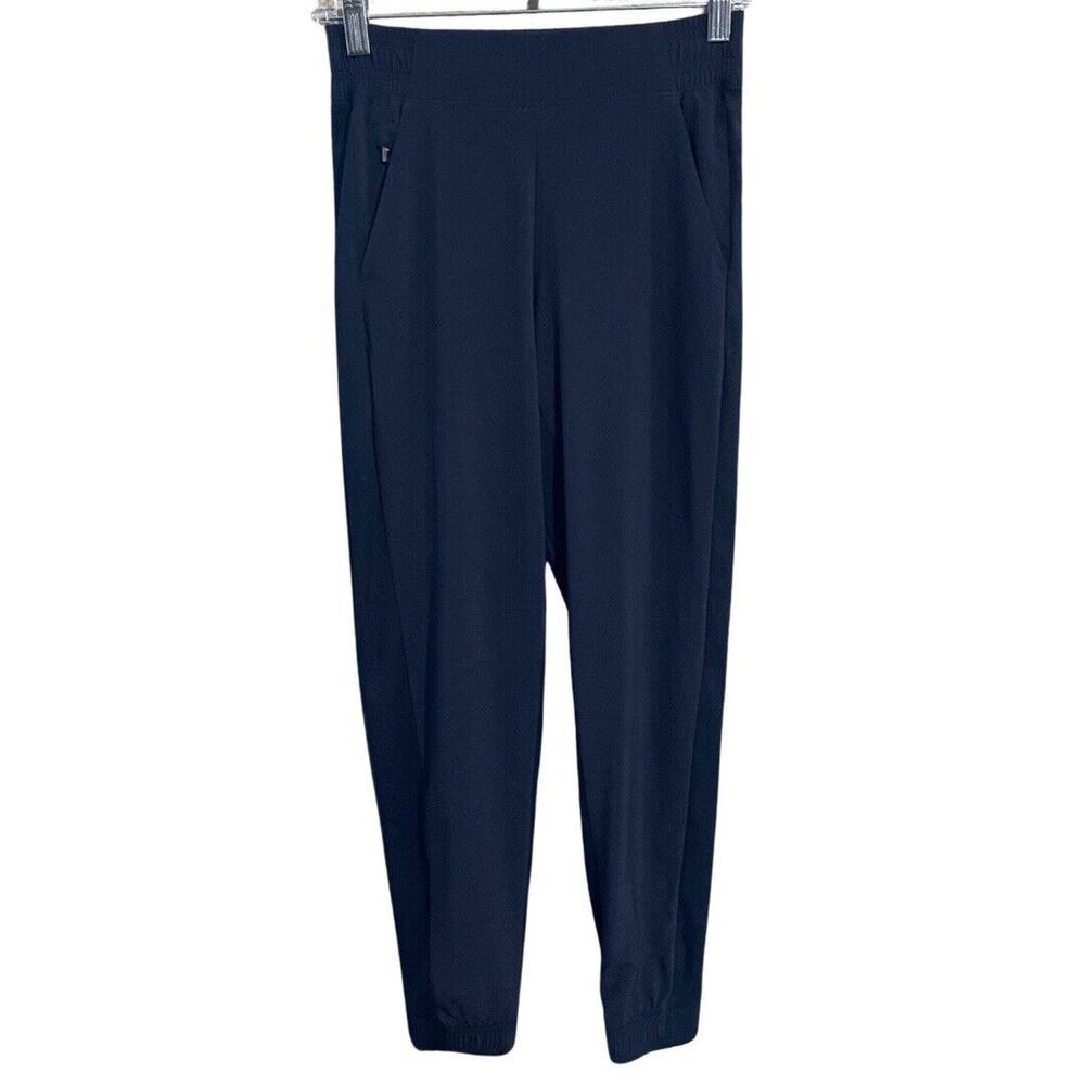 Athleta BROOKLYN JOGGER Women’s Size 0 Navy Blue Ribbed Trim Zip Pockets